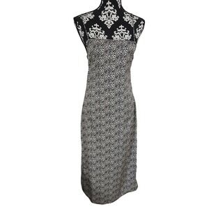 By Together Floral Midi Dress Black White Orange Tie Back L4543 Small